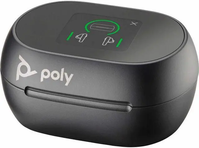 Alt view image 9 of 10 - Poly Voyager Free 60+ UC M Carbon Black Earbuds +BT700 USB-C Adapter +Touchscreen Charge Case (7Y8H0AA)