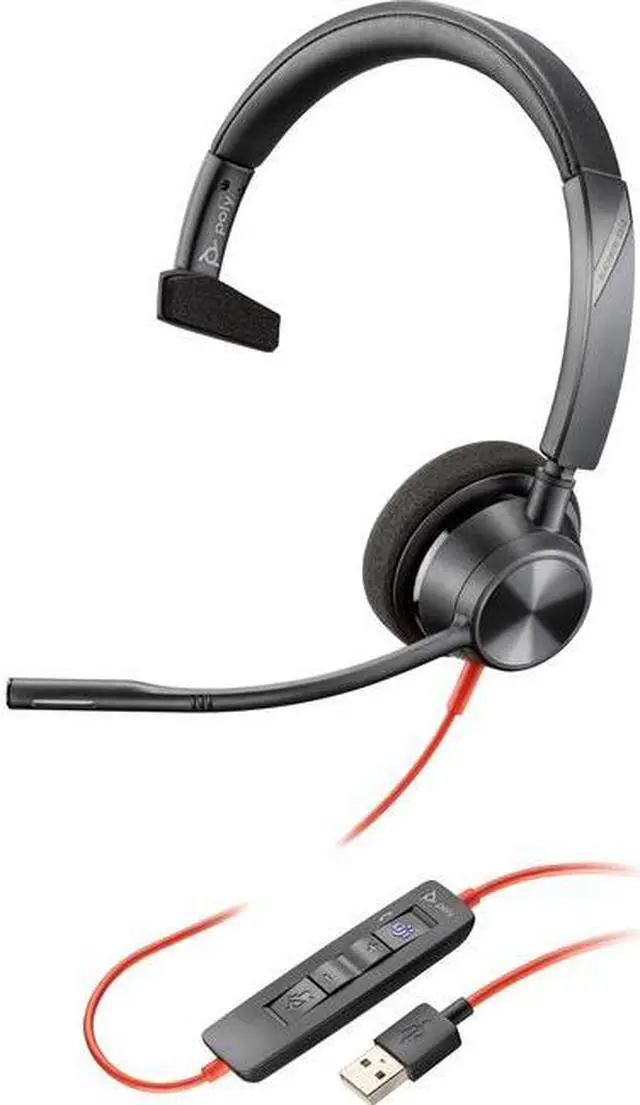 Alt view image 2 of 2 - HP Poly Blackwire Headsets 3310 USB-A Headset Mono USB Type A Model 767F7AA