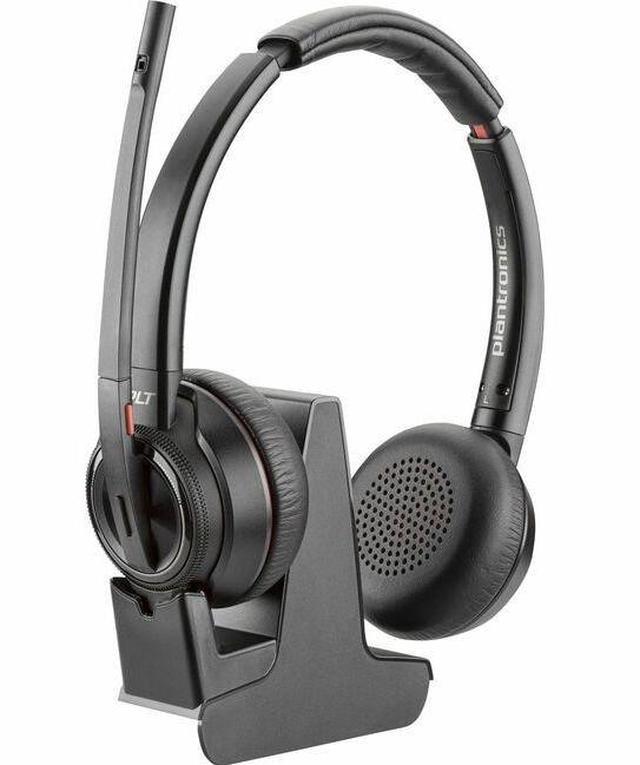 Poly Savi 8220-M Office Stereo DECT 1920-1930 MHz Headset TAA - Stereo - Wireless - Bluetooth/DECT - 590 ft - 32 Ohm - 20 Hz - 20 kHz - On-ear, Over-the-head - Binaural - Ear-cup - Noise Cancelling Microphone - Black - TAA Compliant