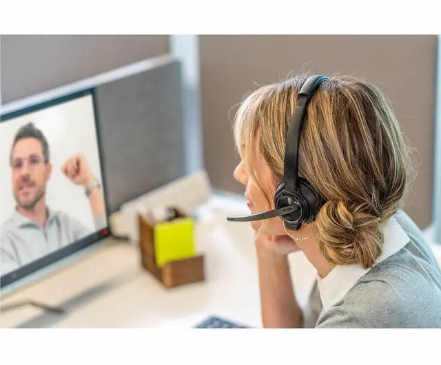 Alt view image 5 of 8 - Poly Savi 8200 Office 8220 Headset - Stereo - Wireless - Bluetooth/DECT 6.0 - 449.5 ft - 32 Ohm - 20 Hz - 20 kHz - Over-the-head - Binaural - Ear-cup - Noise Cancelling Microphone