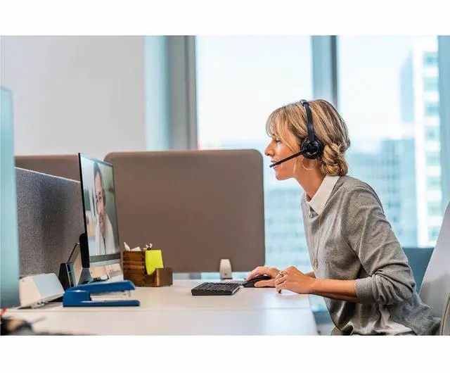 Alt view image 7 of 8 - Poly Savi 8200 Office 8220 Headset - Stereo - Wireless - Bluetooth/DECT 6.0 - 449.5 ft - 32 Ohm - 20 Hz - 20 kHz - Over-the-head - Binaural - Ear-cup - Noise Cancelling Microphone