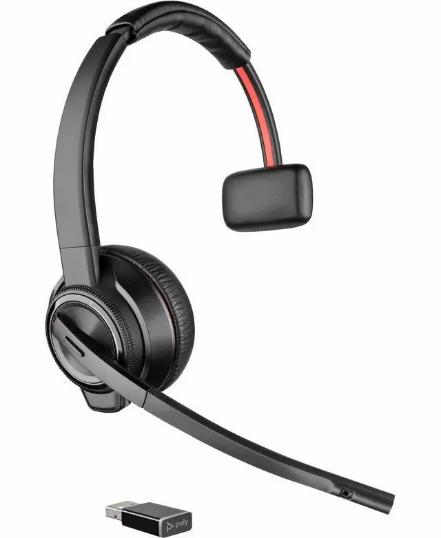 Alt view image 3 of 10 - Poly Savi 8210-M Headset - Mono - Wireless - DECT - 590.6 ft - Over-the-head - Monaural - Ear-cup - Noise Cancelling Microphone