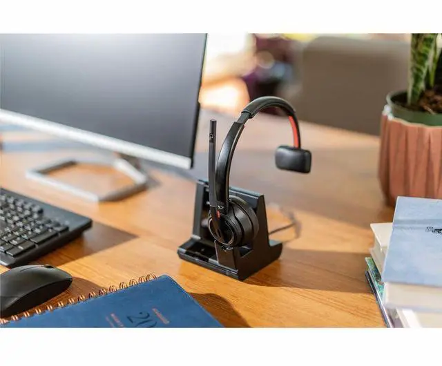 Alt view image 5 of 10 - Poly Savi 8210-M Headset - Mono - Wireless - DECT - 590.6 ft - Over-the-head - Monaural - Ear-cup - Noise Cancelling Microphone