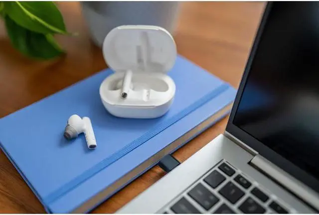 Alt view image 7 of 8 - HP Poly Voyager  98.4 ft Free 60+ UC Earset Siri, Google Assistant  Stereo  True Wireless Bluetooth Model 7Y8G5AA