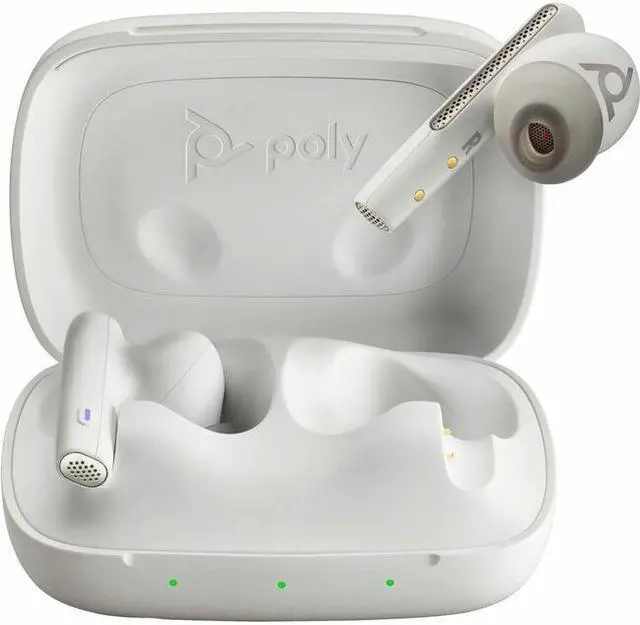 Main image of Poly True Wireless Earbuds For Work And Life - Stereo, Mono - True Wireless - Bluetooth - 98.4 ft - 20 Hz - 20 kHz - Earbud - Binaural - In-ear - Noise Canceling - White Sand