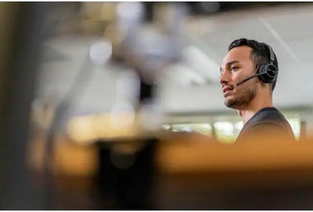 Alt view image 4 of 8 - Poly Voyager 4320 USB-C with charge stand Headset - Siri, Google Assistant - Stereo - USB Type A, USB Type C - Wired/Wireless - Bluetooth - 164 ft - 20 Hz - 20 kHz - On-ear - Binaural - Ear-cup - 4.92