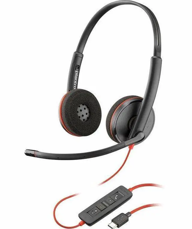 Main image of Poly Blackwire 3220 Stereo USB-C Headset + USB-C/A Adapter (Bulk) - Stereo - USB Type C, Mini-phone (3.5mm) - Wired - 32 Ohm - On-ear - Binaural - Ear-cup - 5.20 ft Cable - Omni-directional Microphone