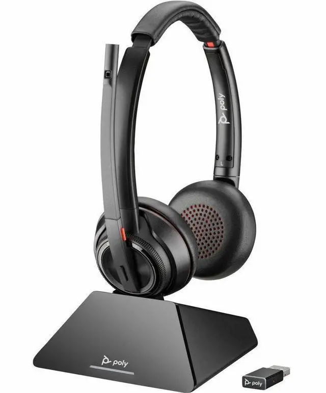 Alt view image 4 of 6 - Poly Savi 8220 Office Stereo DECT 1920-1930 MHz Headset - Microsoft Teams Certification - Stereo - Wireless - DECT - 590 ft - 32 Ohm - 20 Hz - 20 kHz - On-ear - Binaural - Ear-cup - Noise Cancelling M
