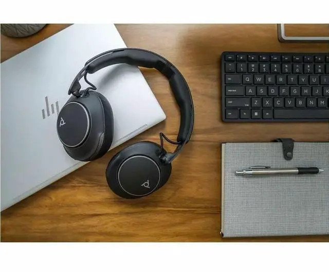 Alt view image 5 of 7 - Poly Voyager Surround 80 UC Headset - Microsoft Teams Certification - Stereo - Wireless - Bluetooth - 98 ft - 20 Hz - 16 kHz - Over-the-ear - Binaural - Circumaural - Noise Canceling - Black