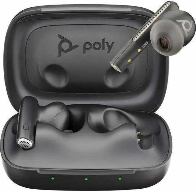 Alt view image 6 of 12 - HP Poly Voyager Free 60 UC Earset Microsoft Teams Certification Google Assistant, Siri Stereo Color Carbon Black Model 7Y8L8AA