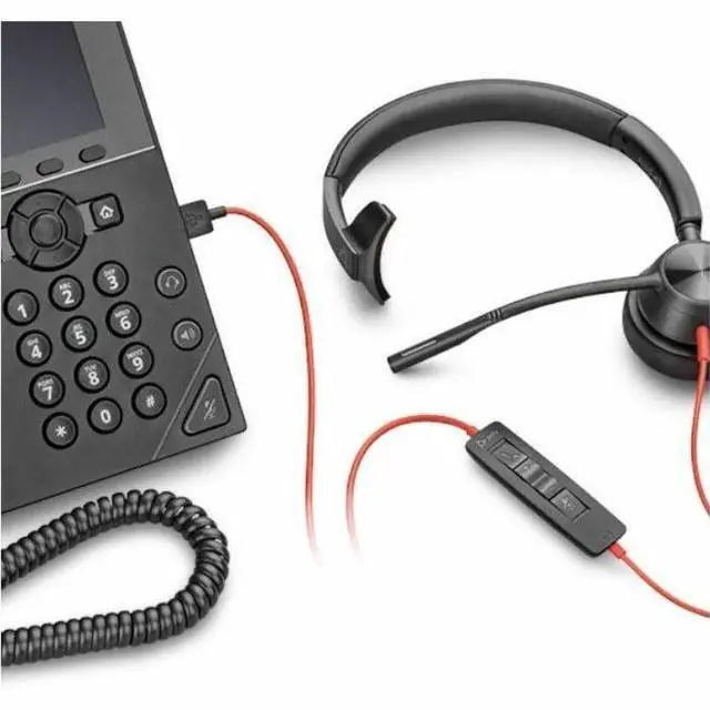 Alt view image 2 of 11 - Poly Blackwire 3310 Monaural USB-C Headset +USBC/A Adapter - Mono - USB Type C, Mini-phone (3.5mm) - Wired - 32 Ohm - On-ear - Monaural - Ear-cup - 7 ft Cable - Omni-directional Microphone - Black