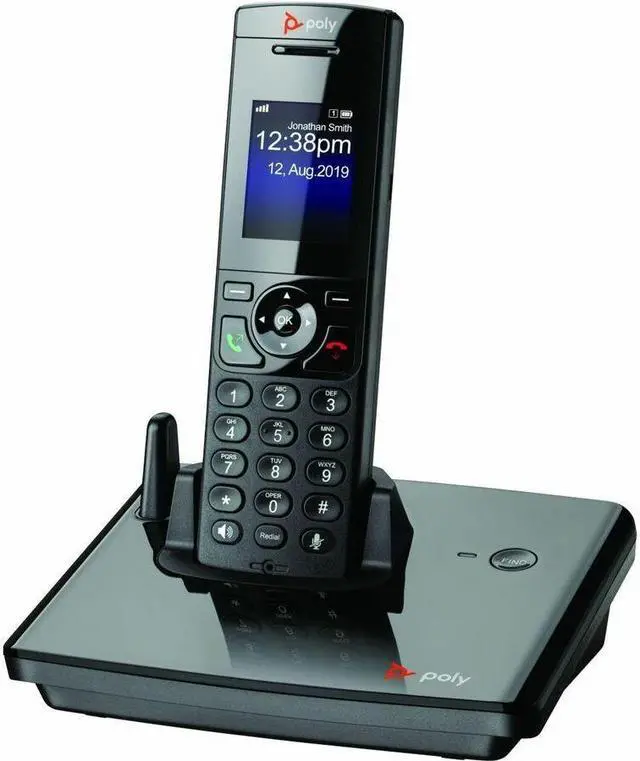 Alt view image 8 of 9 - Poly VVX D230 DECT Phone Handset and Charging Cradle w/ Power Supply 89B48AAABA