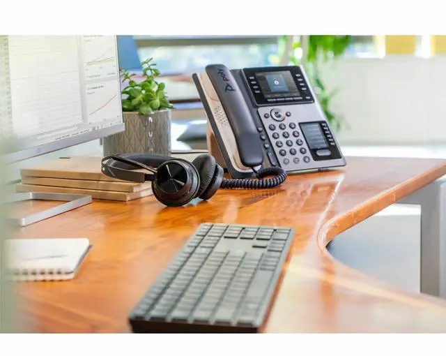 Alt view image 7 of 16 - HP Poly Edge IP Phone Corded Corded Desktop 14x Total Line VoIP 2x Network RJ-45 PoE Ports Model 82M93AA