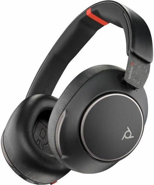 Main image of Poly Voyager Surround 85 UC Headset - Microsoft Teams Certification - Stereo - Mini-phone (3.5mm) - Wired/Wireless - Bluetooth - 98.4 ft - 20 Hz - 16 kHz - Over-the-head, Over-the-ear - Binaural - Ear