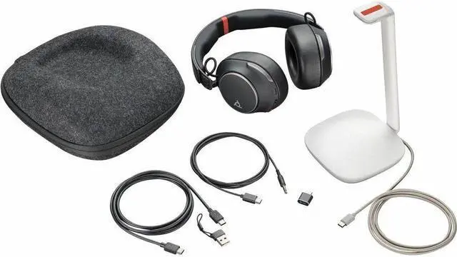 Alt view image 6 of 8 - Poly Voyager Surround 85 UC Headset - Microsoft Teams Certification - Stereo - Mini-phone (3.5mm) - Wired/Wireless - Bluetooth - 98.4 ft - 20 Hz - 16 kHz - Over-the-head, Over-the-ear - Binaural - Ear