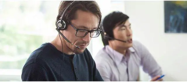 Alt view image 2 of 3 - Poly EncorePro HW720D Headset - Stereo - USB Type A - Wired - On-ear, Over-the-head - Binaural - Ear-cup - 2.92 ft Cable - Noise Cancelling, Omni-directional Microphone - Black - TAA Compliant