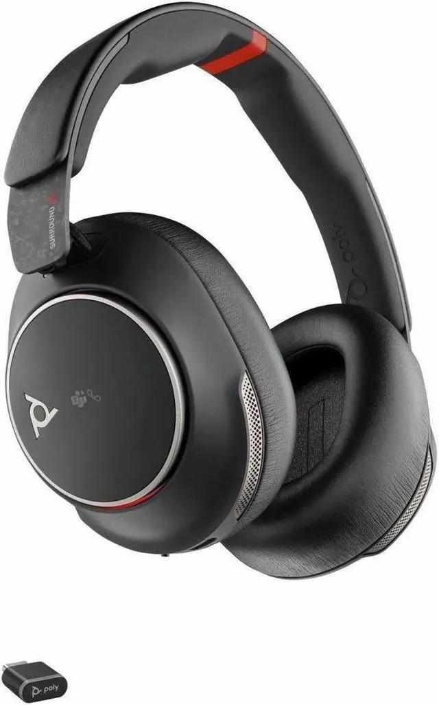 Alt view image 2 of 8 - Poly Voyager Surround 85 UC Headset - Microsoft Teams Certification - Stereo - Mini-phone (3.5mm) - Wired/Wireless - Bluetooth - 98.4 ft - 20 Hz - 16 kHz - Over-the-head, Over-the-ear - Binaural - Ear