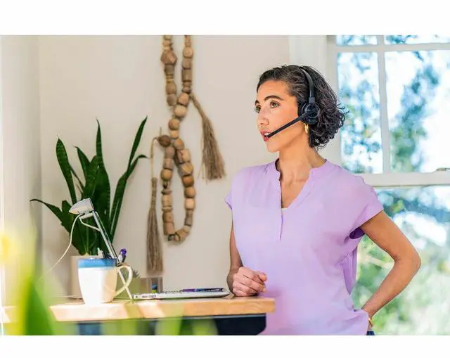 Alt view image 6 of 11 - HP Poly Savi 8200 Office 8240 Headset Mono Wireless Bluetooth/DECT 449.5 ft 32 Ohm 20kHz Over-the-ear, Earbud Monaural In-ear Noise Cancelling Model 7W6E3AA#ABA