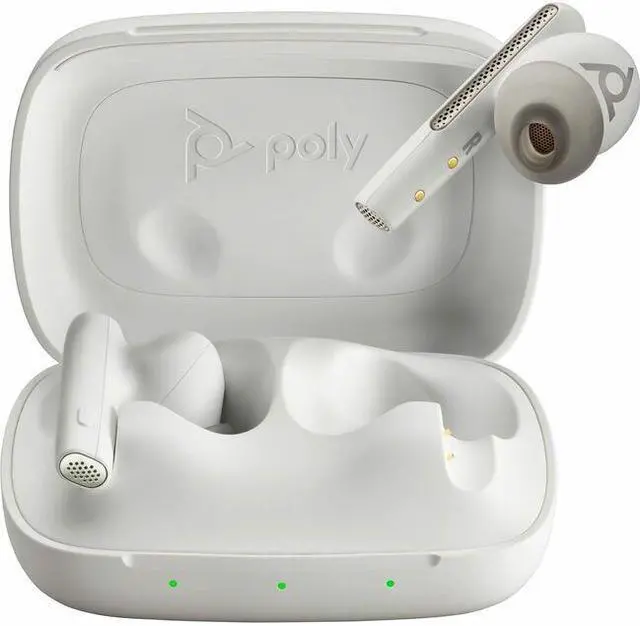 Main image of Poly Voyager Free 60 UC White Sand Earbuds +BT700 USB-C Adapter +Basic Charge Case - Siri, Google Assistant - Stereo - True Wireless - Bluetooth - 98.4 ft - 20 Hz - 20 kHz - Earbud - Binaural - In-ear