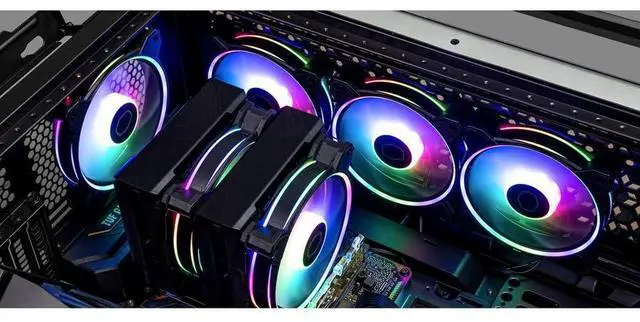 Alt view image 4 of 9 - Cooler Master MasterFan MF120 Halo² PC Case|Liquid Cooler|Air Cooler Fan, Dual Loop Gen 2 ARGB LEDs Rings, Dynamic PWM 120mm 2,050 RPM, Air Balance Blades, Hybrid Frame (MFL-B2DN-21NP2-R2)
