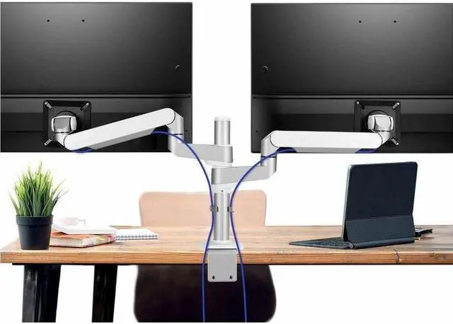 Alt view image 11 of 12 - SIIG MTPRO Dual Monitor Arm Desk Mount, Fully Adjustable Mechanical Spring Design, up to 32" Display, Max 19.8 lbs per arm, VESA 75/100mm, Cable Management, BIFMA and TAA Compliant