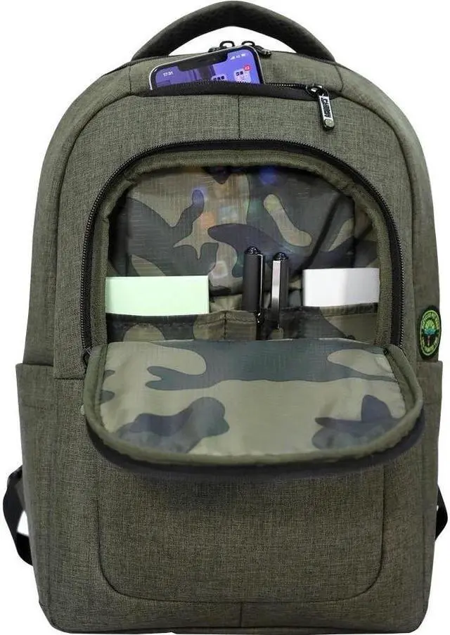 Alt view image 3 of 8 - Urban Factory CYCLEE CITY 10.5-15.6" Laptop Backpack Khaki Camouflage ECB35UF