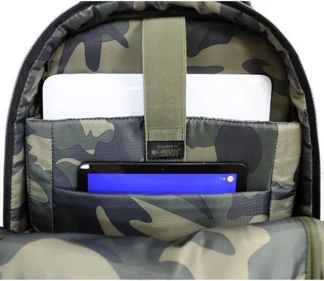 Alt view image 5 of 8 - Urban Factory CYCLEE CITY 10.5-15.6" Laptop Backpack Khaki Camouflage ECB35UF