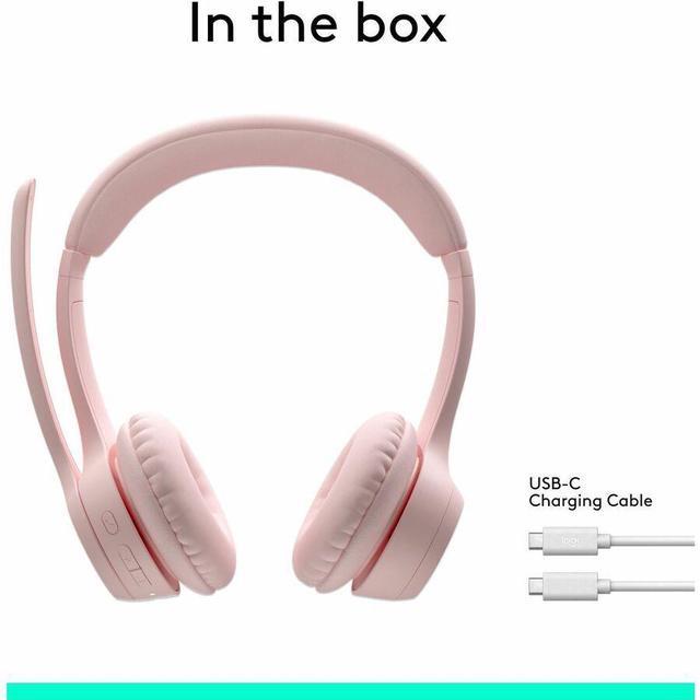 Alt view image 2 of 7 - Logitech Zone 300 Wireless Bluetooth Headset With Noise-Canceling Microphone, Compatible with Windows, Mac, Chrome, Linux, iOS, iPadOS, Android - Rose