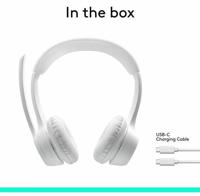Alt view image 3 of 14 - Logitech Zone 300 Wireless Bluetooth Headset With Noise-Canceling Microphone, Compatible with Windows, Mac, Chrome, Linux, iOS, iPadOS, Android (Off-white