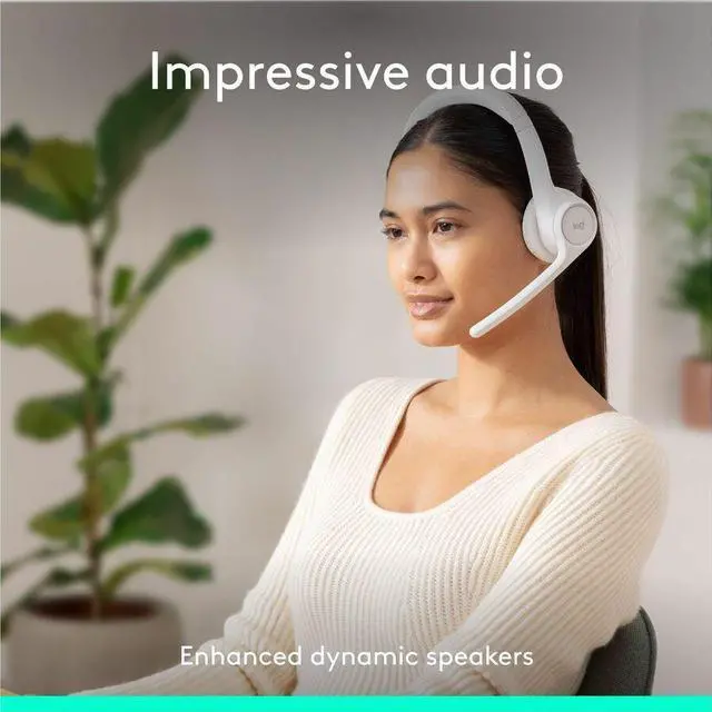 Alt view image 6 of 14 - Logitech Zone 300 Wireless Bluetooth Headset With Noise-Canceling Microphone, Compatible with Windows, Mac, Chrome, Linux, iOS, iPadOS, Android (Off-white