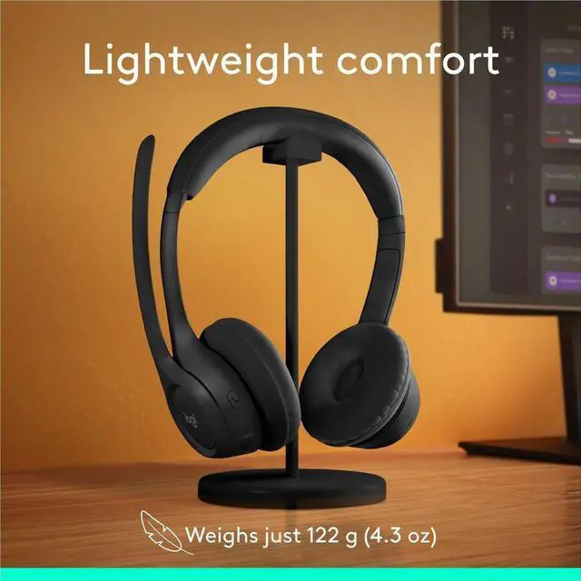 Alt view image 4 of 15 - Logitech Zone 300 Wireless Bluetooth Headset With Noise-Canceling Microphone, Compatible with Windows, Mac, Chrome, Linux, iOS, iPadOS, Android - Black