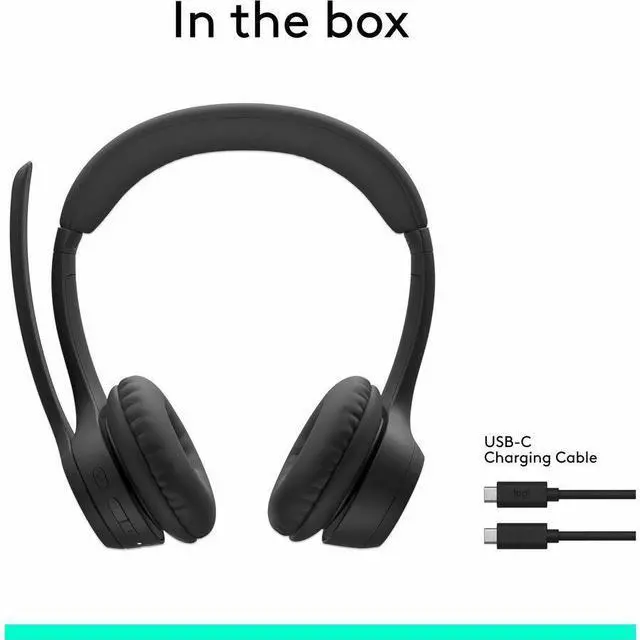 Alt view image 8 of 15 - Logitech Zone 300 Wireless Bluetooth Headset With Noise-Canceling Microphone, Compatible with Windows, Mac, Chrome, Linux, iOS, iPadOS, Android - Black