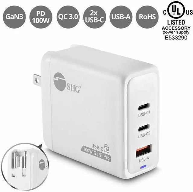 Main image of SIIG 100W GaN PD Combo Charger 2C1A ACPW1Z11S1