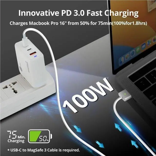 Alt view image 7 of 8 - SIIG 100W GaN PD Combo Charger 2C1A ACPW1Z11S1