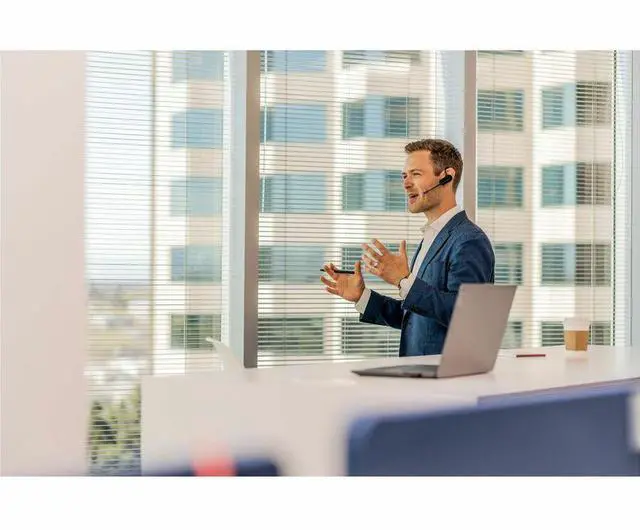 Alt view image 5 of 8 - HP Poly  590.6 ft Savi 8200 Office 8245 Earset Mono Wireless Bluetooth Model 7W6D1AA#ABA