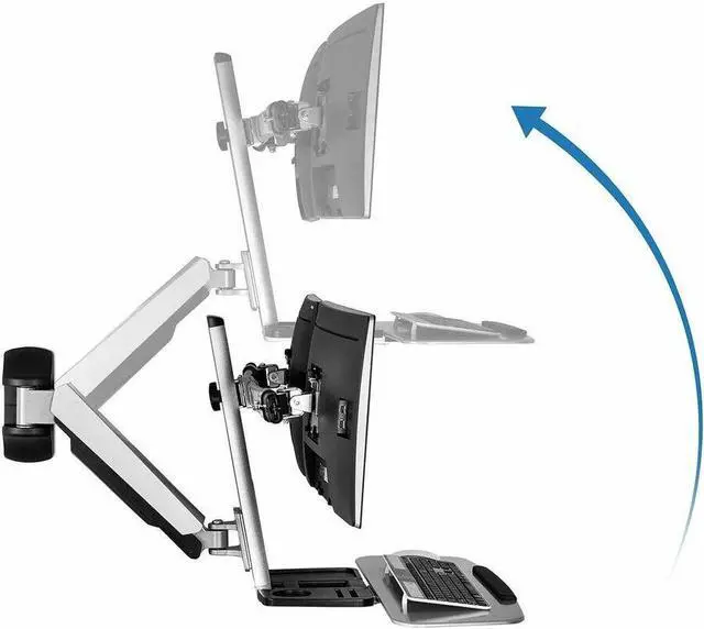 Alt view image 3 of 8 - Mount-It! Wall Mount for Monitor Workstation CPU Gray MI7906