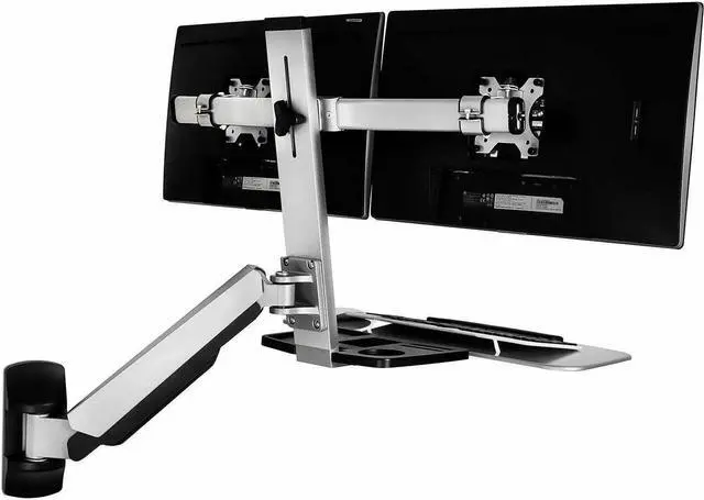 Alt view image 5 of 8 - Mount-It! Wall Mount for Monitor Workstation CPU Gray MI7906