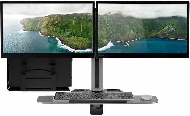 Alt view image 6 of 8 - Mount-It! Wall Mount for Monitor Workstation CPU Gray MI7906