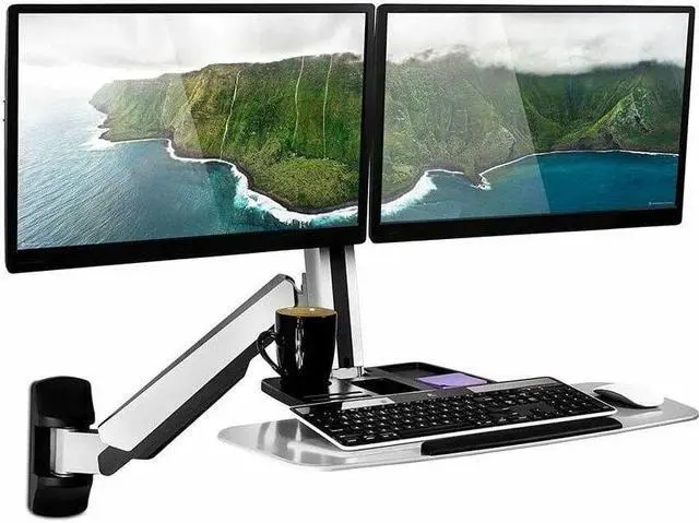 Alt view image 8 of 8 - Mount-It! Wall Mount for Monitor Workstation CPU Gray MI7906