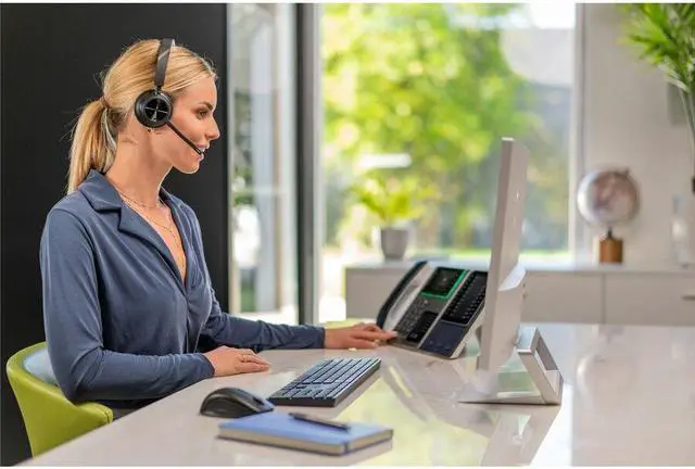 Alt view image 3 of 15 - Poly Bluetooth Office Headset - Microsoft Teams Certification - Mono - USB Type C - Wired/Wireless - Bluetooth - 164 ft - 20 Hz - 20 kHz - Over-the-head - Monaural - Ear-cup - 4.92 ft Cable - Noise Ca