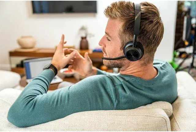 Alt view image 7 of 15 - Poly Bluetooth Office Headset - Microsoft Teams Certification - Mono - USB Type C - Wired/Wireless - Bluetooth - 164 ft - 20 Hz - 20 kHz - Over-the-head - Monaural - Ear-cup - 4.92 ft Cable - Noise Ca