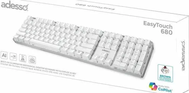Alt view image 3 of 8 - EasyTouch 680UW Keyboard White AKB680UW