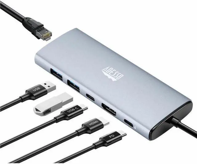 Alt view image 4 of 9 - Adesso AUH-4035 Docking Station - for Notebook/Tablet PC/Smartphone/Monitor/TV/Projector - Charging Capability - Memory Card Reader - SD, TransFlash - USB Type C - 1 Displays Supported - 4K @ 60Hz - 3