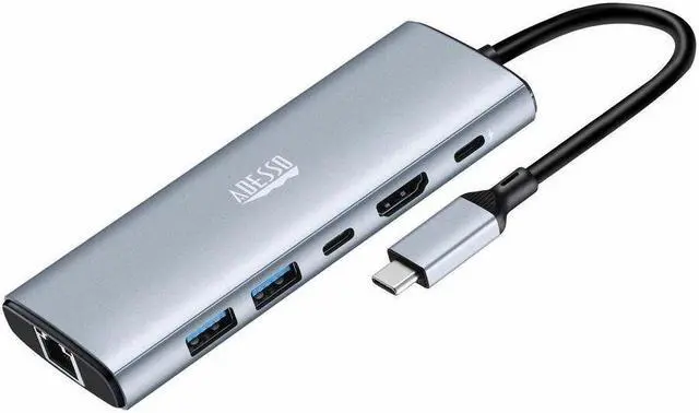 Alt view image 5 of 9 - Adesso AUH-4035 Docking Station - for Notebook/Tablet PC/Smartphone/Monitor/TV/Projector - Charging Capability - Memory Card Reader - SD, TransFlash - USB Type C - 1 Displays Supported - 4K @ 60Hz - 3