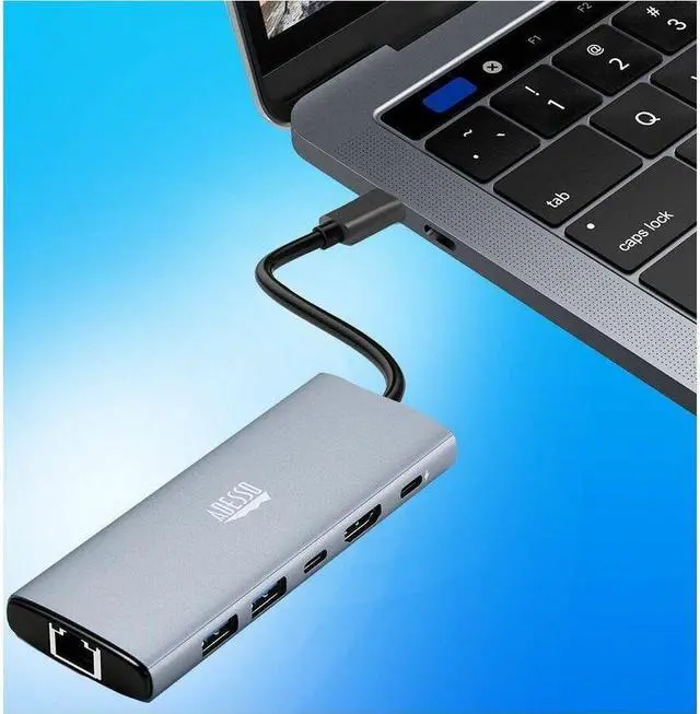 Alt view image 7 of 9 - Adesso AUH-4035 Docking Station - for Notebook/Tablet PC/Smartphone/Monitor/TV/Projector - Charging Capability - Memory Card Reader - SD, TransFlash - USB Type C - 1 Displays Supported - 4K @ 60Hz - 3