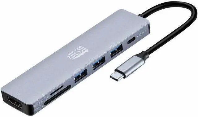 Main image of Adesso AUH-4025 Docking Station - for Notebook/Flash Drive/Memory Card Reader/Monitor/Tablet/Smartphone - Charging Capability - Memory Card Reader - SD, TransFlash - USB Type C - 2 Displays Supported