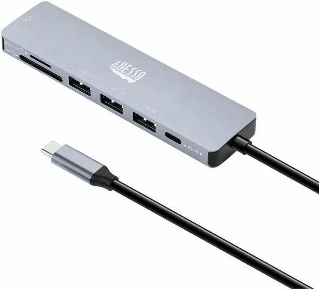 Alt view image 5 of 16 - Adesso AUH-4025 Docking Station - for Notebook/Flash Drive/Memory Card Reader/Monitor/Tablet/Smartphone - Charging Capability - Memory Card Reader - SD, TransFlash - USB Type C - 2 Displays Supported