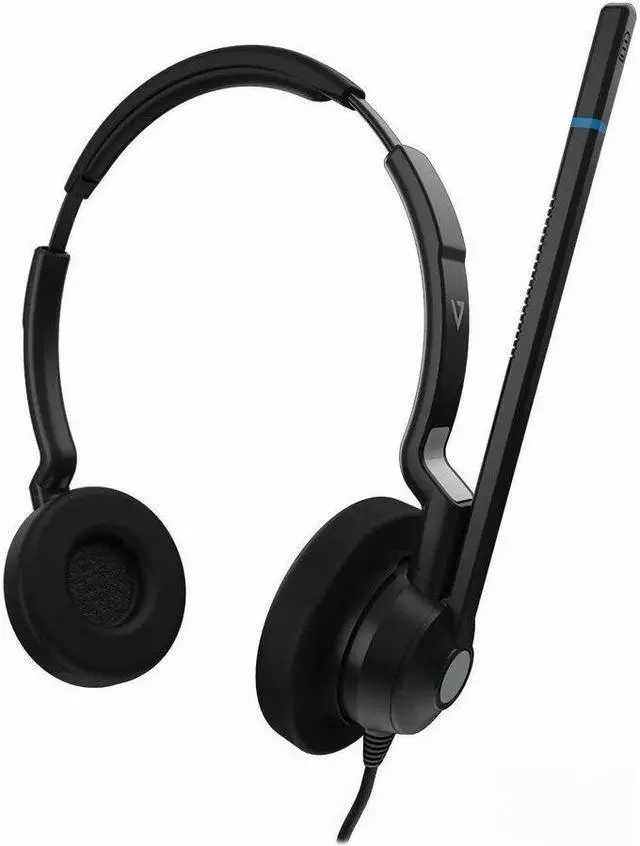 Alt view image 4 of 9 - V7 HQ511 QD Call Center Headset - Stereo - Wired - On-ear - Binaural - Poly Compatible Quick Disconnect - Noise Cancelling Microphone - Black - Stereo - Quick Disconnect - Wired - 32 Ohm - 20 Hz - 20
