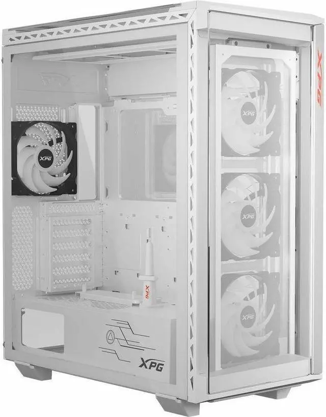 Alt view image 8 of 11 - XPG Battlecruiser II Mid-Tower ATX PC Gaming Case: Exoskeleton-Driven, Futuristic Aesthetics, Efficient Airflow, 420mm Radiator Support, GPU Holder, Cable Management, White (BATTLECRUISERIIST-WHCWW )