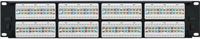 Alt view image 3 of 8 - Eaton Tripp Lite Series 48-Port Cat6 Patch Panel - 4PPoE Compliant, 110/Krone, 568A/B, RJ45 Ethernet, 2U Rack-Mount, Black, TAA - 48 Port(s) - 48 x RJ-45 - 2U High - Category 6, Category 5e, Category